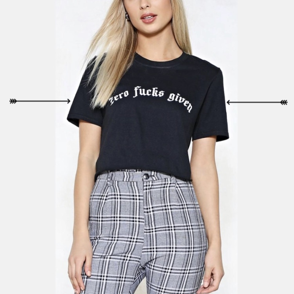 Zero Fûcks Given Attitude Crop Top Black Tee